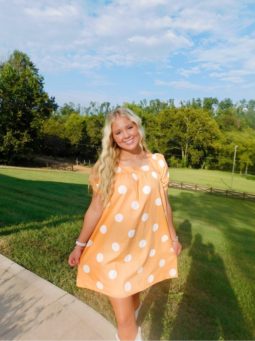 Gameday Orange Polka Dot Dress